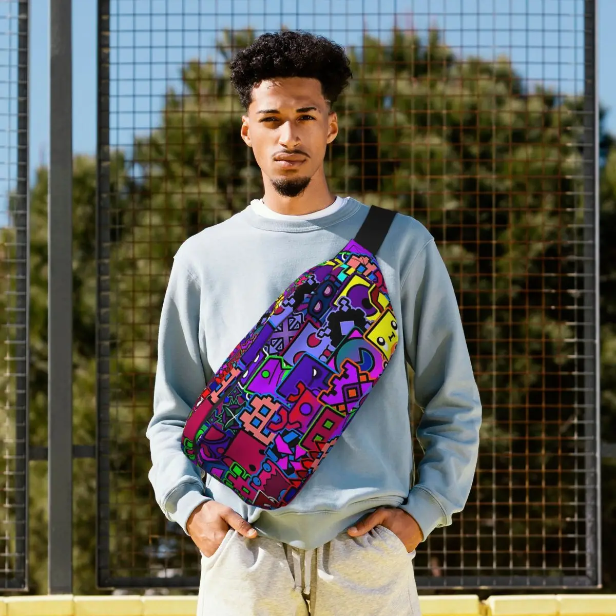 

Сумка-бананка через плечо Geometry Dash для мужчин и женщин, регулируемая поясная сумка для путешествий, бега, хранения денег и телефона, нагрудная сумка