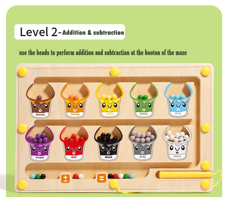 Magnetische Sortierspiele Montessori Puzzle Spielzeug Labyrinth Bord Lernen Farbe Zählen Anzahl Klassifizierung Holz Lernspielzeug – Detail 19