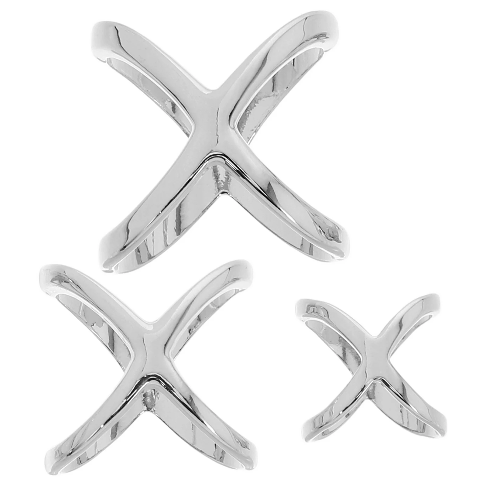 

3pcs Scarf Ring 12mm+18mm+21mm Crystal Stainless Steel X Shape Shawl Clips Adjustable Buckles Jewelry Accessories