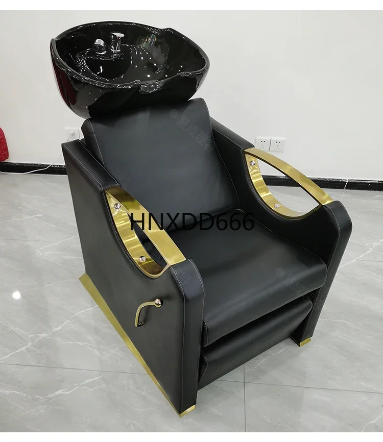 Seated ceramic deep basin flush bed hair salon semi-reclining shampoo bed