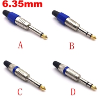 1pc  6.35mm Guitar Audio Cable Connector Mono Stereo Jack 6.5 Amplifier Microphone Plug 6.5mm Mono Sophomore Core