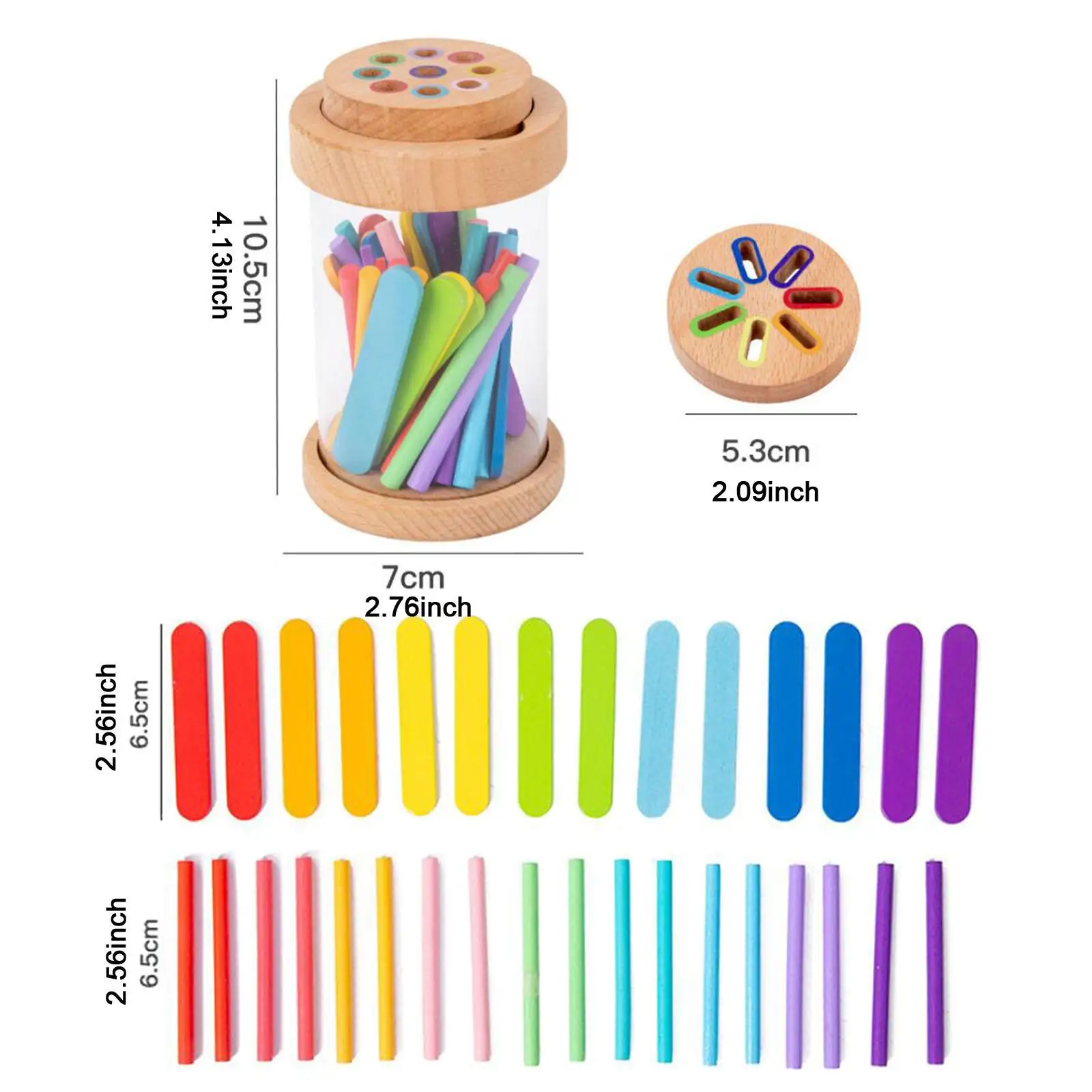 Palo de clasificación de colores para desarrollo, juguete sensorial de habilidades motoras finas a juego de colores para regalos de cumpleaños de 1, 2 y 3 años, niños y niñas