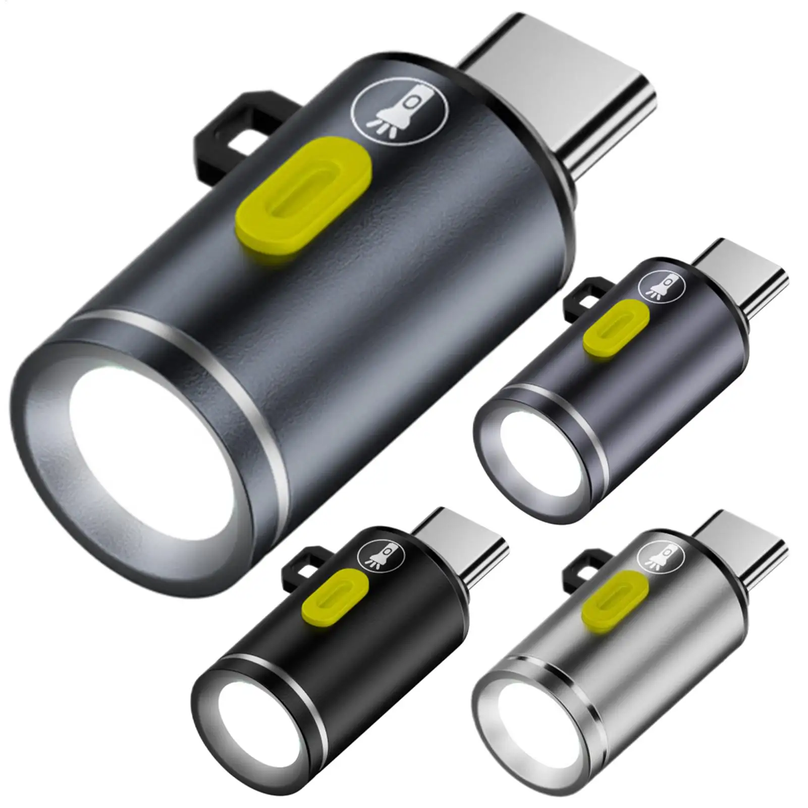 

Portable Type-C Mini Flashlight Phone Keychain USB-C Electric Torch Nightlight Table Lamp For Riding Sports Outdoor Camping