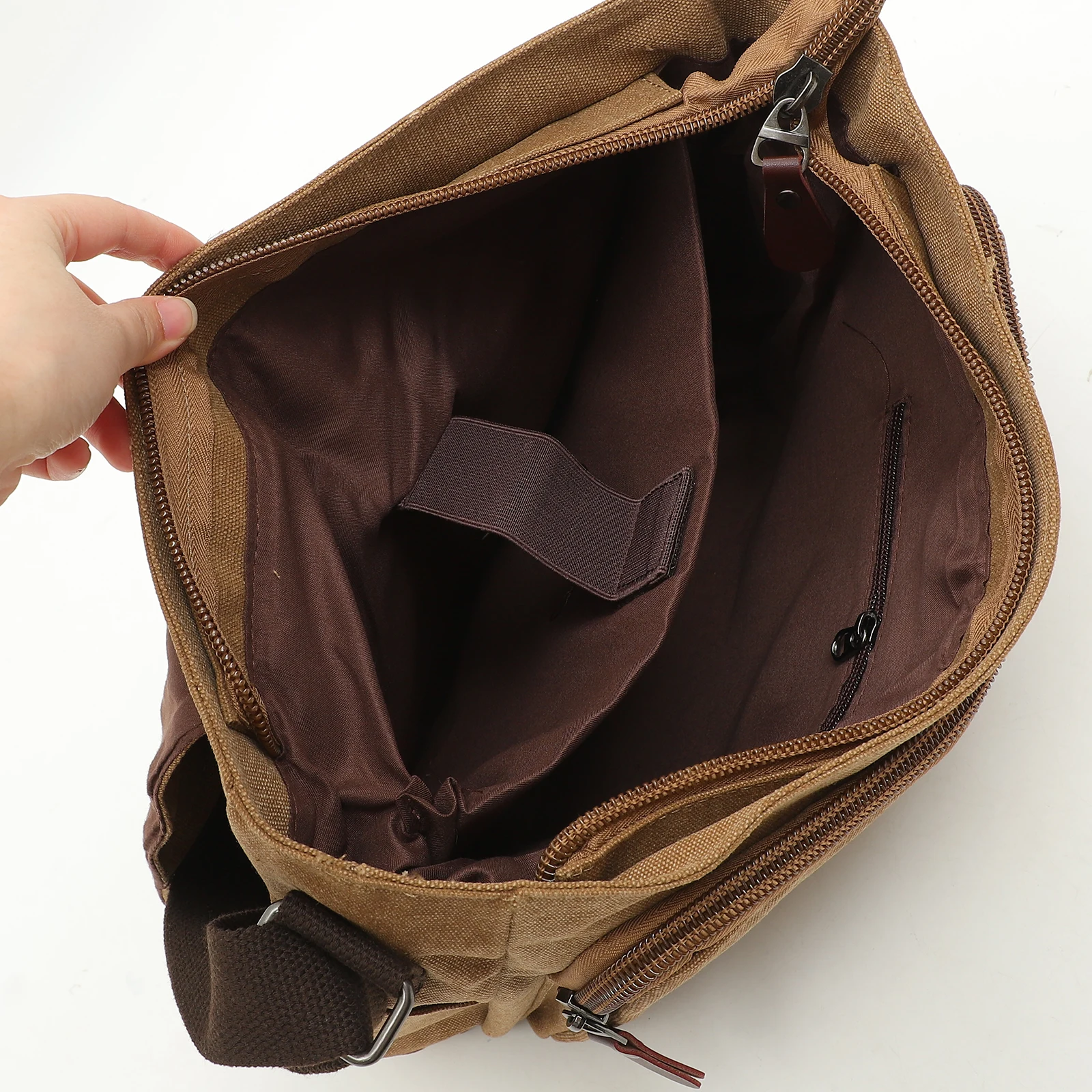 

Medium Capacity Crossbody Bag Canvas Messenger Bag For Students Adjustable Shoulder Strap Lightweight Satchel School Handbag