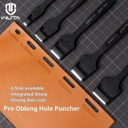 WUTA Leather Belt Hole Puncher Flat Hollow Punches Oblong Punching Tools Strap Watch Band Heavy Duty Oval Hole DIY Leather Craft