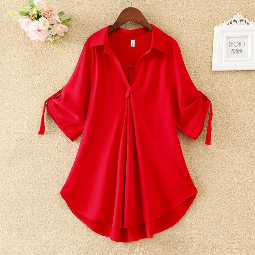 Women Summer Tunic 2023 Fashion Casual Women\'s Blouses Solid Color Cool Casual Ladies V Neck Loose Blouse Summer Chiffon Tops