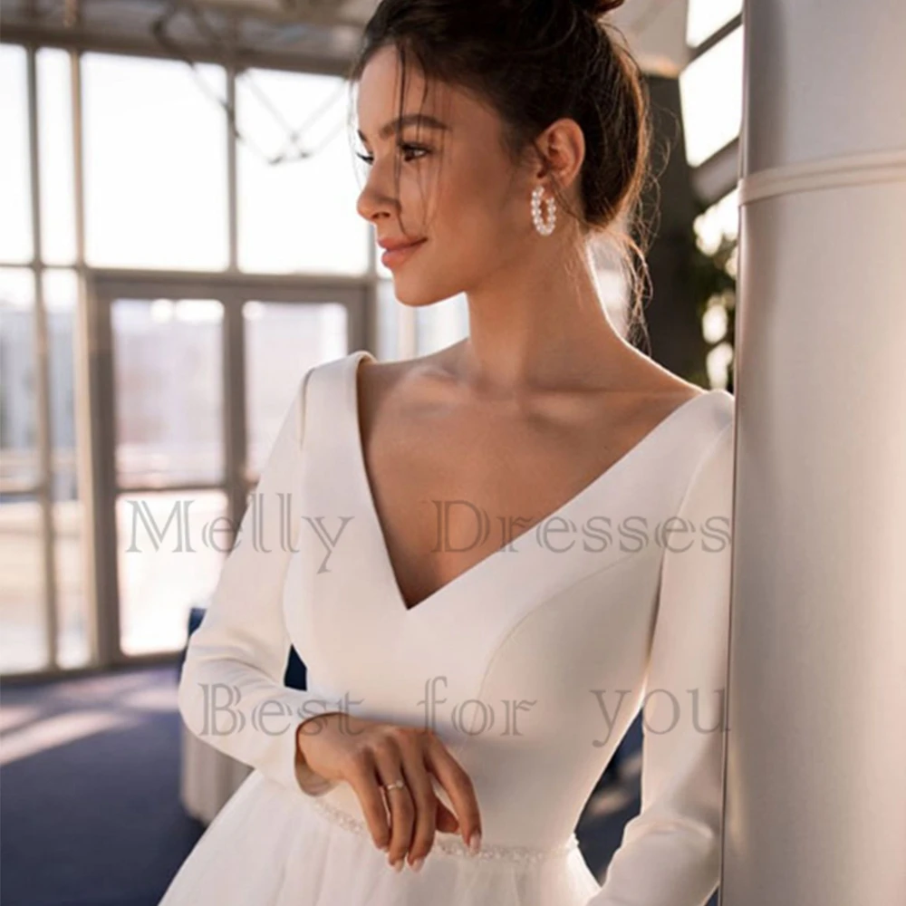 Vestidos De Novia clásicos personalizados con tul suave 2025, vestidos De Novia De manga larga sin tirantes De marfil, Vestido De Novia De verano para mujer