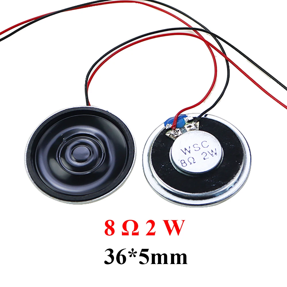 2 шт. ультратонкий динамик 8/32 Ом 0,5 Вт/1 Вт/2 Вт, диаметр 20 мм, 23 мм, 26 мм, 32 мм, 36 мм, с разъемом MX1.25, длина провода 15 см
