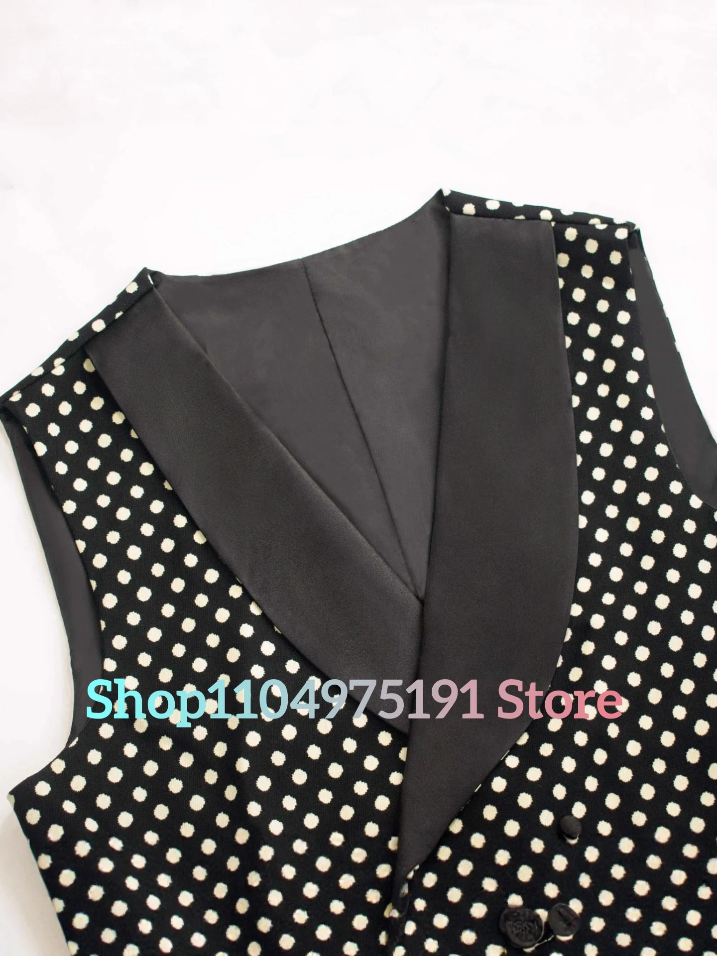 Casual business dinner slim suit, Temperament polka dot single-breasted men's suit.3-piece Men's Suit (Blazer+Vest+Pants )