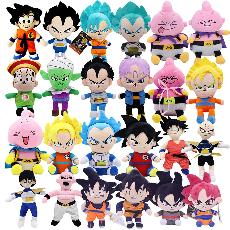 Dragon Ball Series Plush Stuffed Toys Goku Vegeta Buu Picollo Trunks Gohan Cartoon Anime Figures Soft Dolls Baby Birthday Gifts