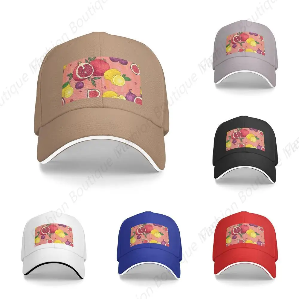 

High Quality Retro Exotic Fruits Printing Sandwich Caps Peaked Caps Trucker Hat Men Women Outdoor Sport Travel Sun Visor