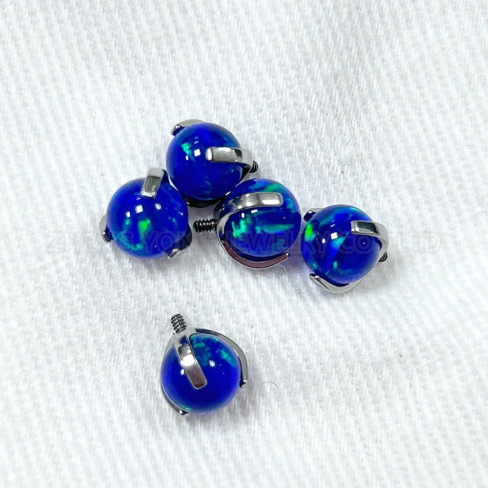 Body Piercing For Women Blue Opal Beads Screw Back Piercing Jelly Opal OP541-OP550