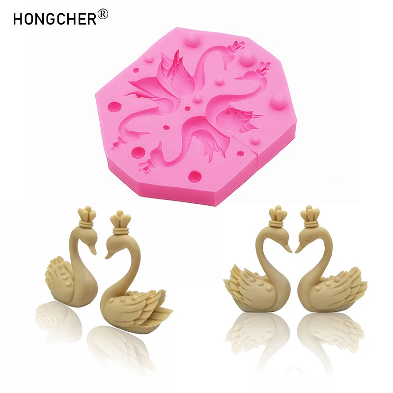 3d Paar Schwan DIY handgemachte Kunst Dekoration Silikon formen Schokolade Flip Kuchen Dekoration Formen