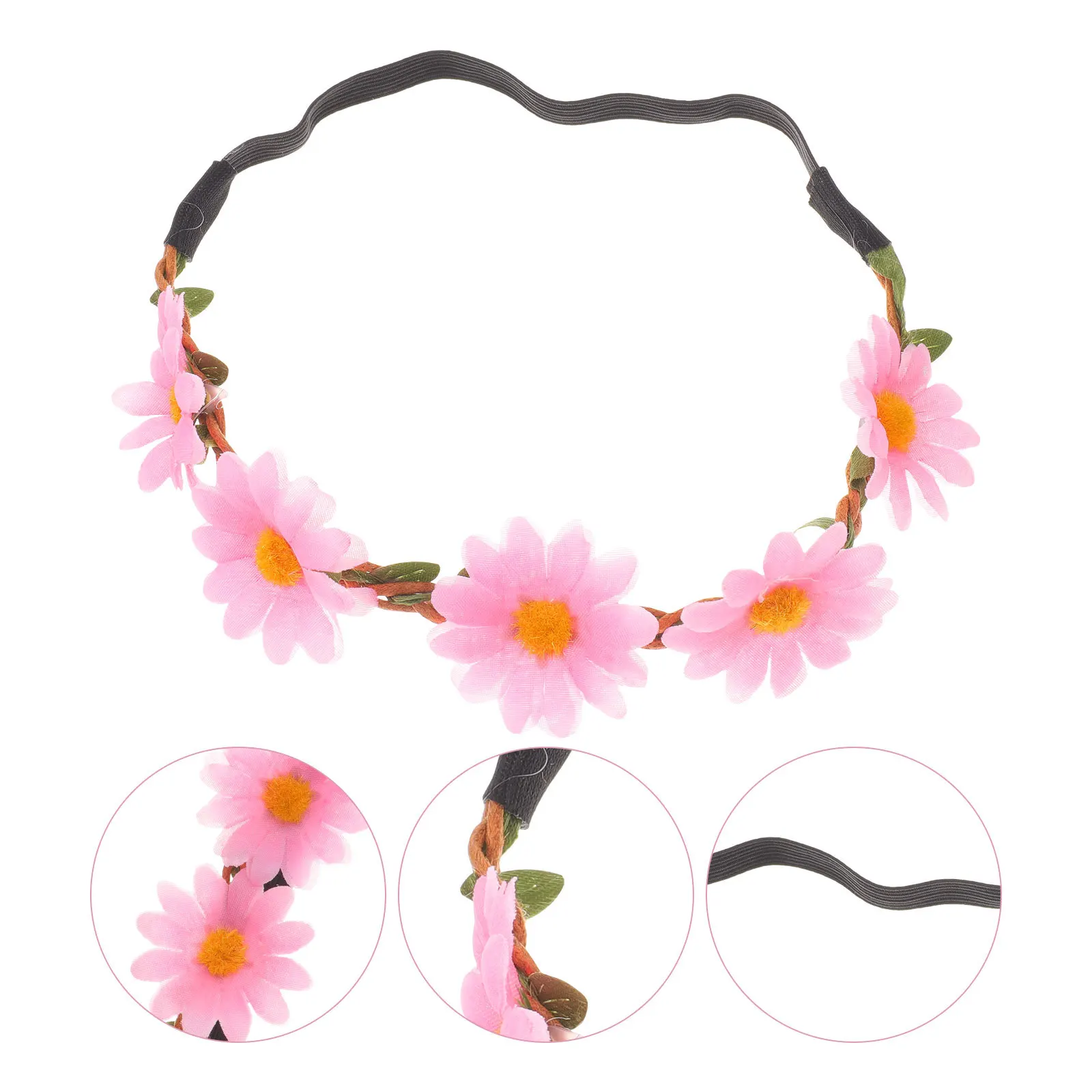 

10Pcs Daisy Flower Headbands Handmade Floral Wreath for Women Vintage Hairband Bridal Headdress Party Festival Decoration