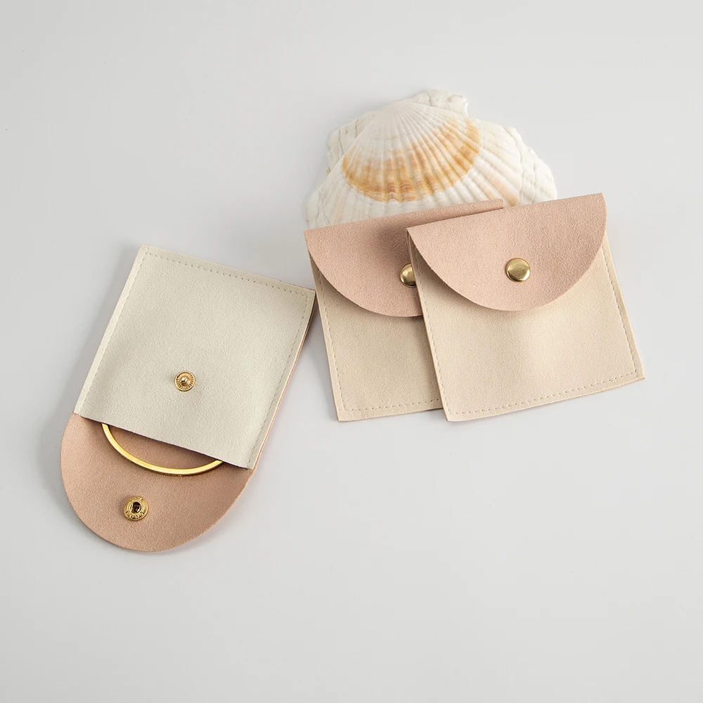 

10Pcs/Lot 8x8cm Microfiber Gold Snap Jewelry Bag Envelope Button Flap Muslin Pouch Jewellery Birthday Christmas Gift Storage