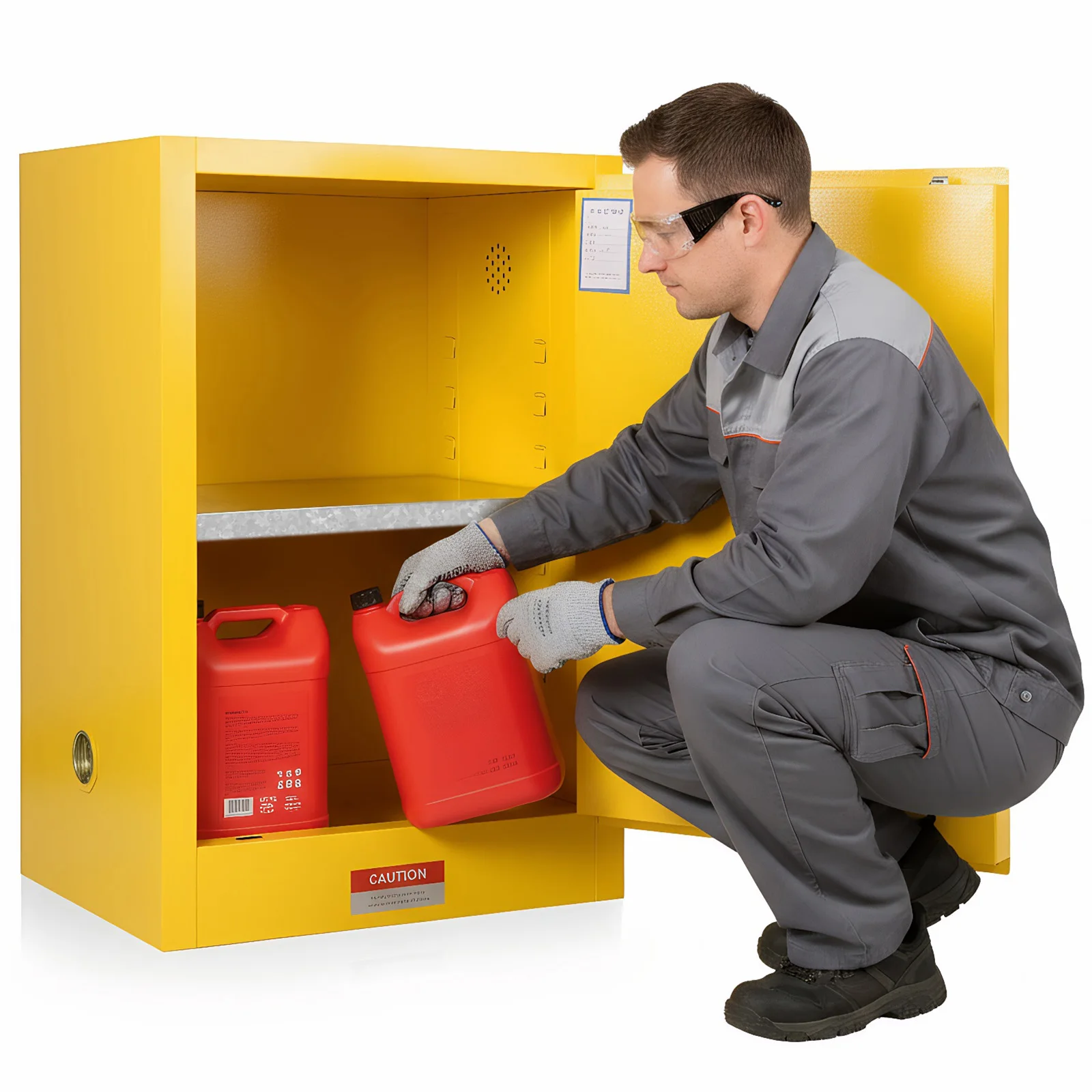 

12 Gallon Flammable Storage Cabinet 22.8in W X 18.1in D X 35in H F﻿lammable Liquid Storage Cabinet Steel for Industry and Home