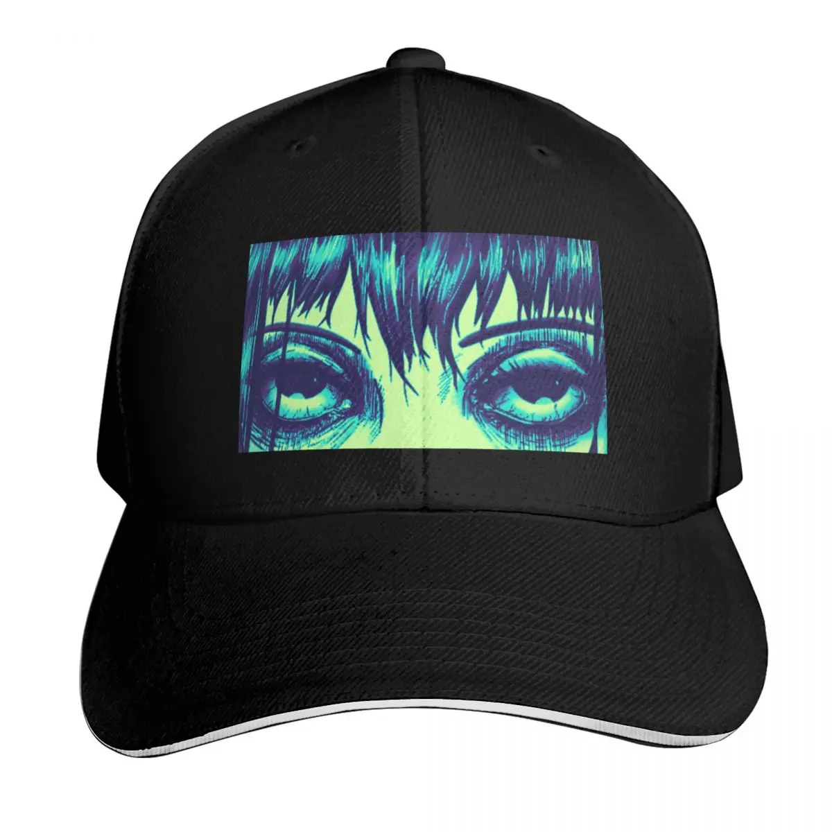 Horror Eyes Art Desk Pad Baseball Cap Cotton Twill Breathable Contrast Two Tone Brim Snapback Flat Bill