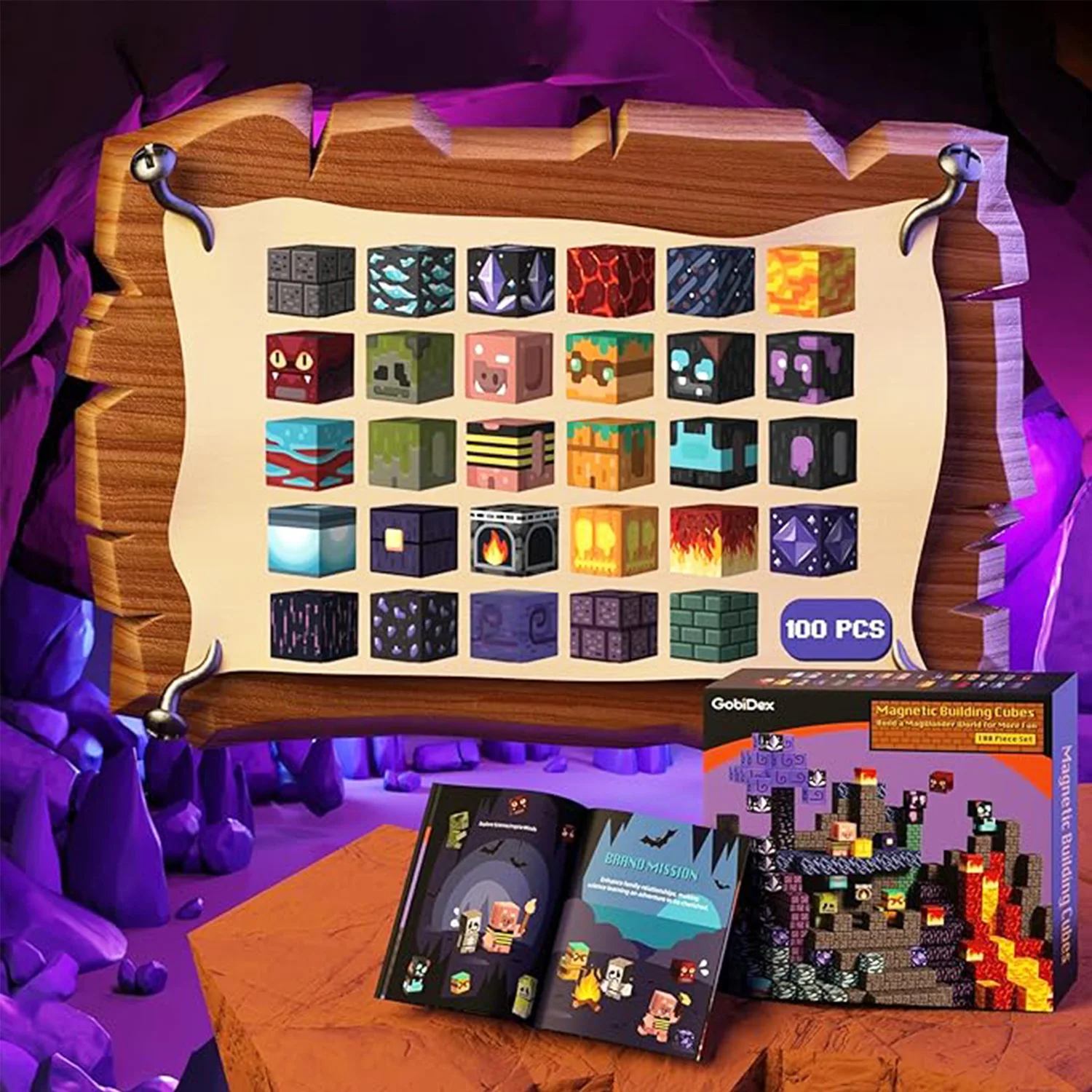 Construction Set Magnetic Building Blocks STEM Sensory Montessori Stacking Cubes  Cube Mine Set Toys Birthday Gift