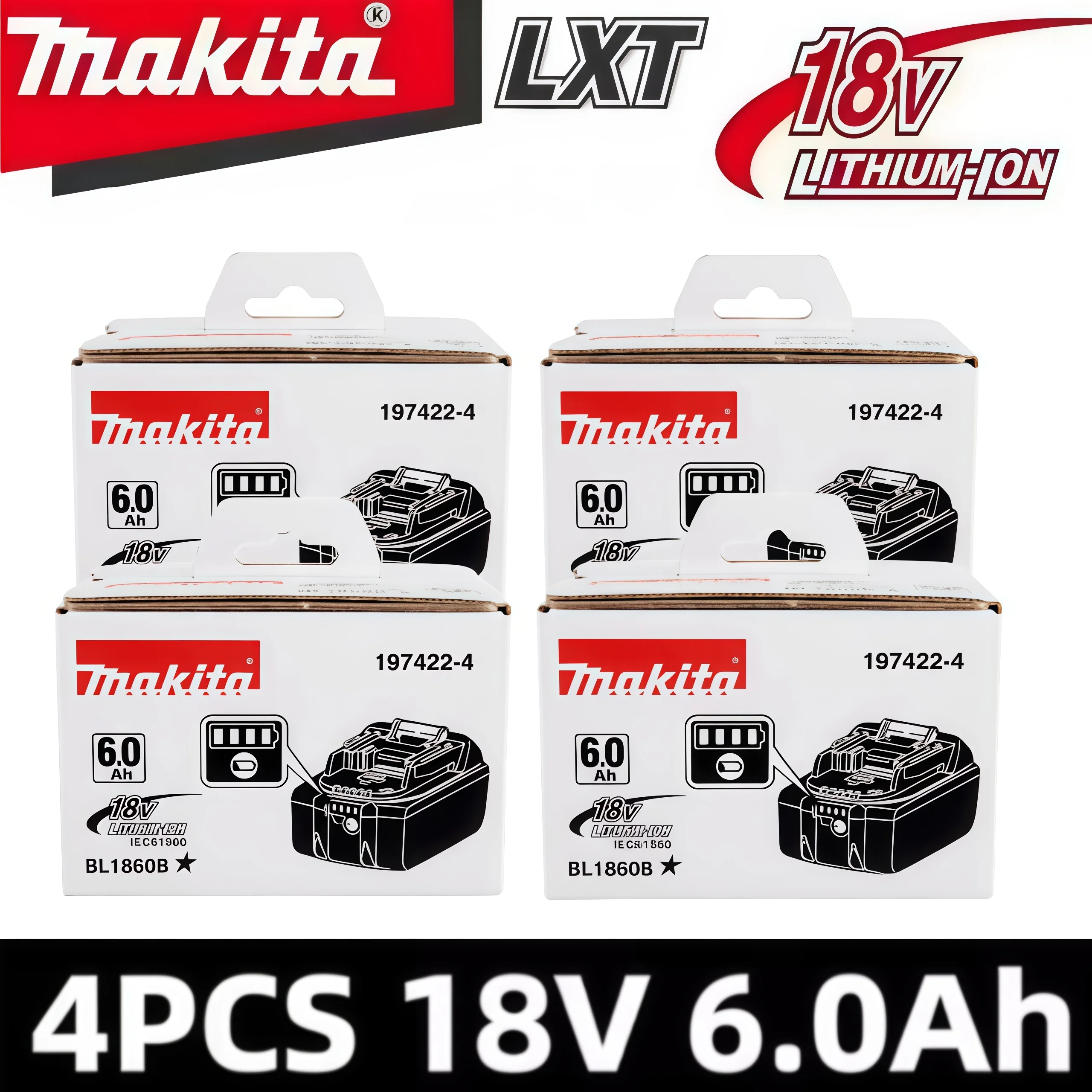 100% Original Makita Battery, 18V 6.0Ah Rechargeable Battery, Replacing Makita BL1830B L1840B L1850B L1860B, Power Tool Battery image 3