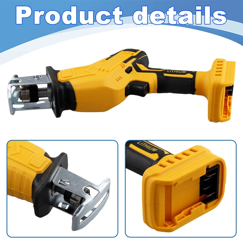 Cordless Reciprocating Saw Variable Speed Wood Metal PVC Cutting Electric Saber Saw For Dewalt 20V Battery (No Battery)