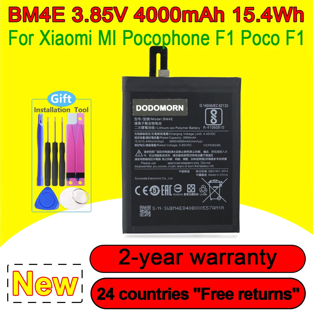 NEW BM4E 3900mAh Battery For Xiaomi MI Pocophone F1 Smartphone/Smart Mobile Phone With Installation Free Tools