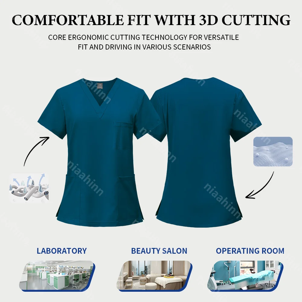 Polychrome Medical Uniform Women Scrubs Sets Pet Hospital Working Scrub Suits Nurse Accessories Dental Surgery Suit Lab Workwear