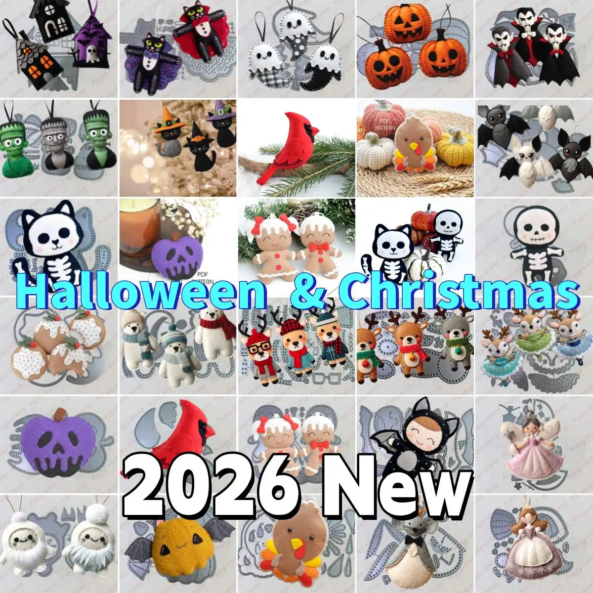 Felt Dies 2026 New Halloween Christmas Bear Haunted House Cat Metal Cutting Dies For DIY Scrapbook Craft Decoration Template