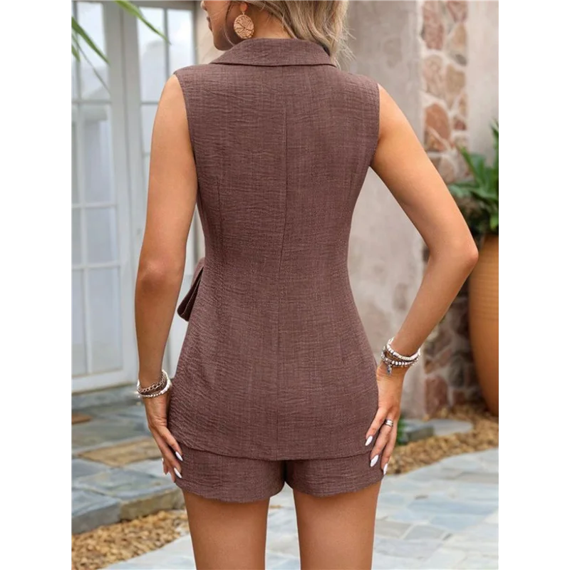 Hot Kf-Summer Sets For Women Vacation Outfits Short Set Button Down Business Casual Dressy 2 Piece Clothes 2025