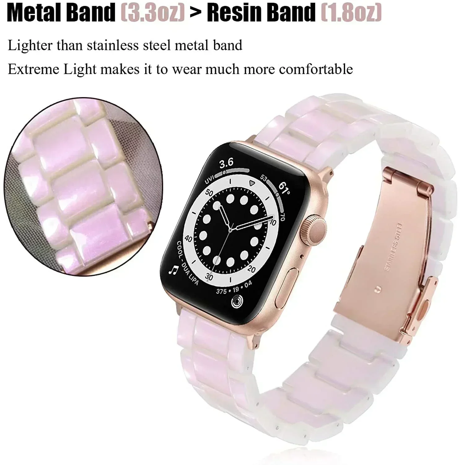 Resin Strap for Apple Watch Band 44mm 40mm 45mm 49mm 38mm 42mm 41mm Fashion Wrist Band for IWatch Series 8 7 6 5 4 3 2 1 Ultra