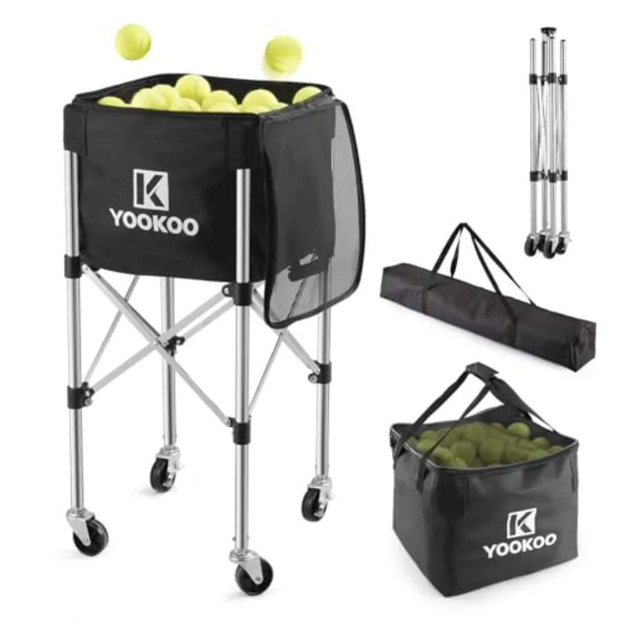 

Sturdy Tennis Ball Hopper Holds 200 Balls Lightweight Tennis Ball Basket Easy to Use Without Installation for Tennis Training a