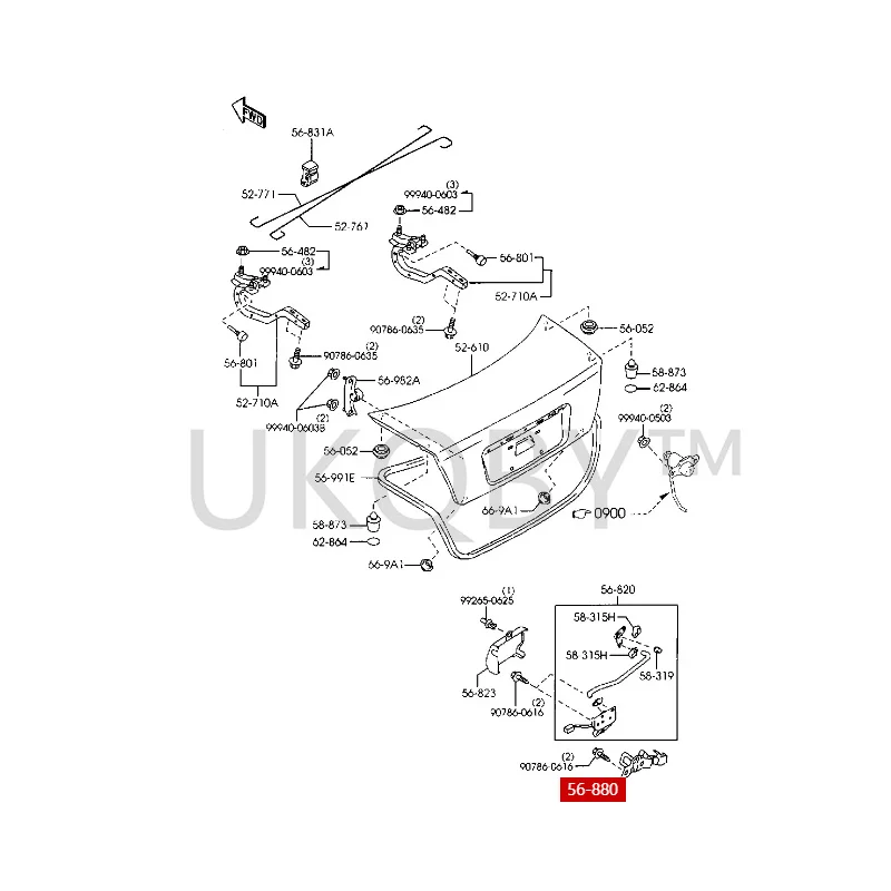 B25D56840 B25D56840A Suitable for Ma zd a 3 and Mazda 6 Luggage lock latch eye