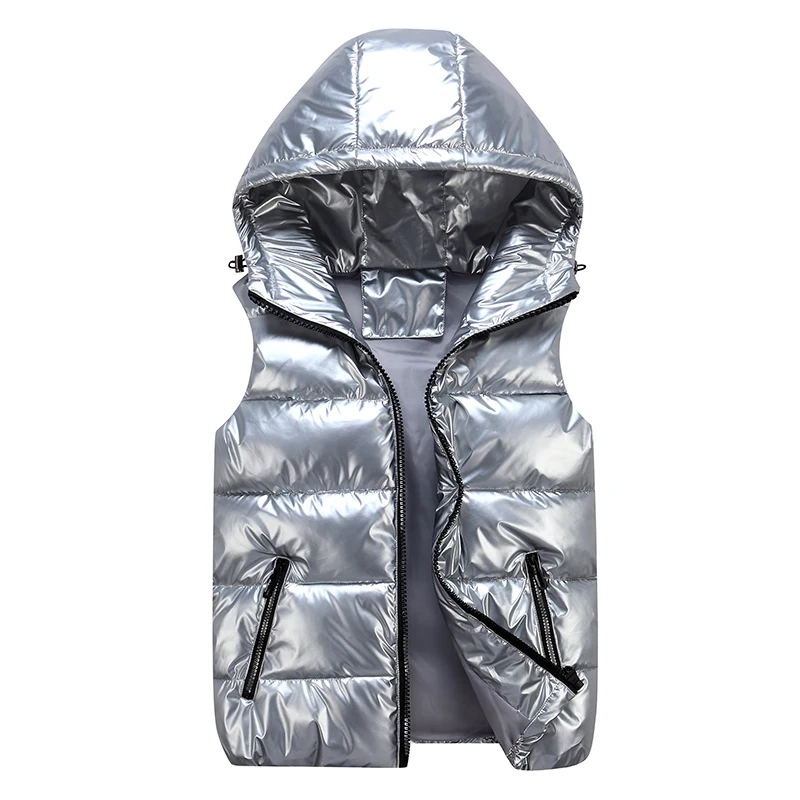 Colete com capuz das mulheres sem mangas jaqueta puffer senhoras à prova dwaterproof água algodão acolchoado colete feminino moda rua topo chaleco mujer