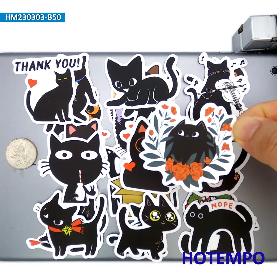 20/30/50 peças, Padrão bonito do animal de estimação, Animal dos desenhos animados, Adesivos de gato preto, para diário, scrapbook, Skateboard, bagagem, telefone, bicicleta, copo, carro, Adesivo para laptop