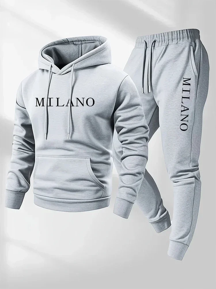 Conjunto deportivo de moda para hombre, con estampado, sudaderas con capucha, ropa informal para actividades al aire libre, gimnasio, deportes, correr, ropa de otoño e invierno, ropa deportiva para hacer ejercicio.