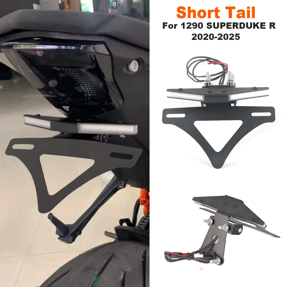 

For 1290 SUPERDUKE R 2020-2025 Turn Signal Light Motorcycle Rear Short Tail Stock Tidy License Plate Holder Tailstock Bracket Ki