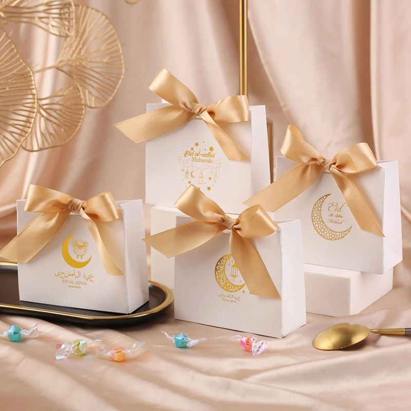 

EID Mubarak Gift Candy Box Moon Star Cookie Dessert Packing Bag Islamic Ramadan Kareem Party Supplies Muslim Decoration Favors