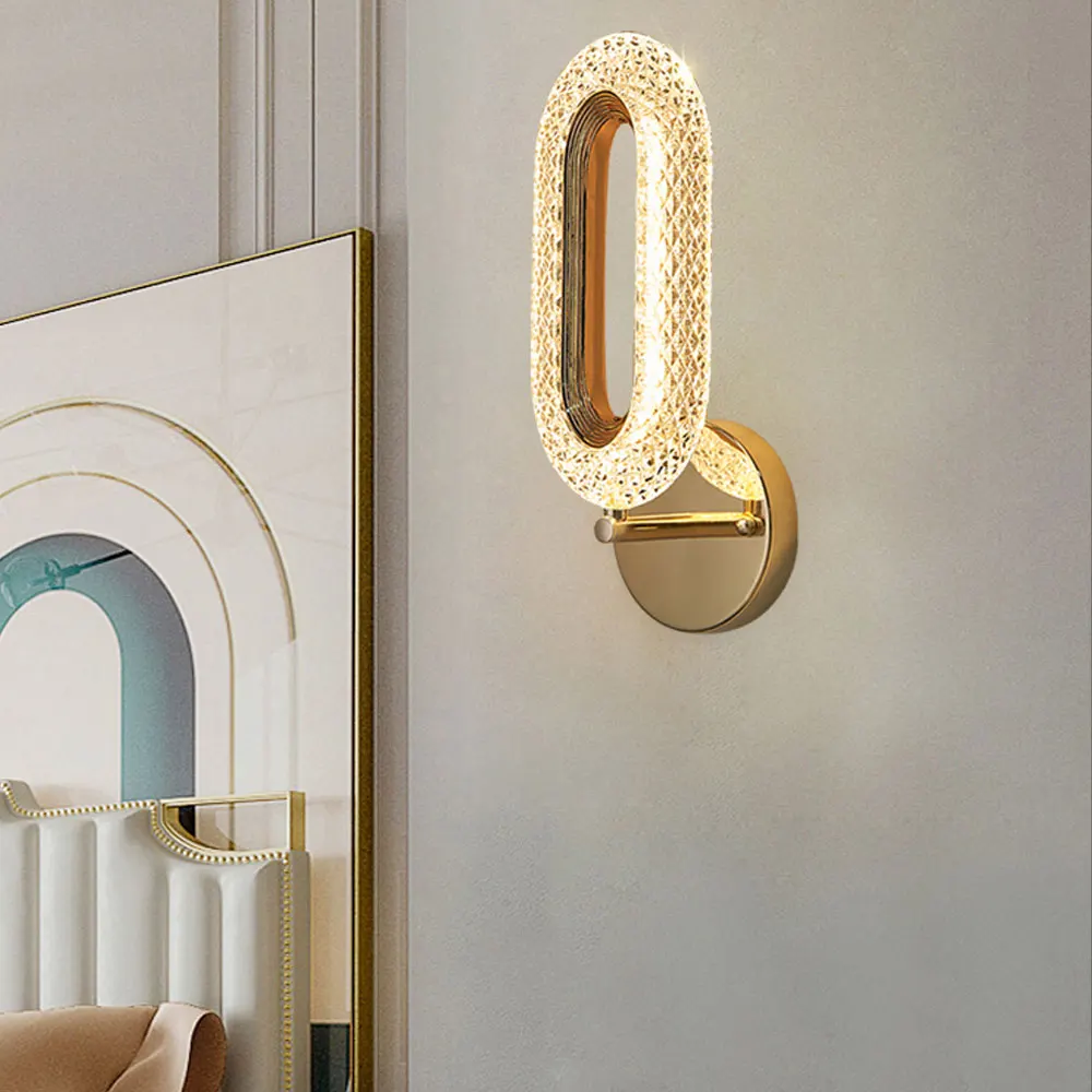 Imagem -03 - Luxuoso Ellipse Led Lâmpada de Parede para Corredor Varanda Escadaria Criativa Quarto Cabeceira Cristal Textura Luz ac 110v260v 12w