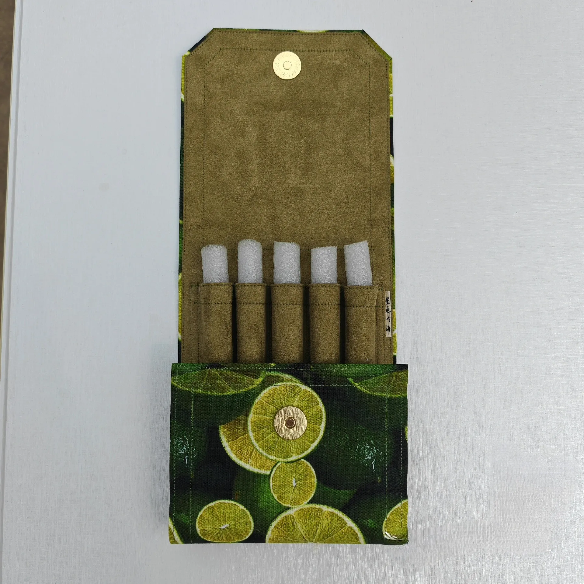 High Quality Pen Bag With 5-hole Canvas, Brocade, Velvet Lining, Pen Bag Wholesale Customization