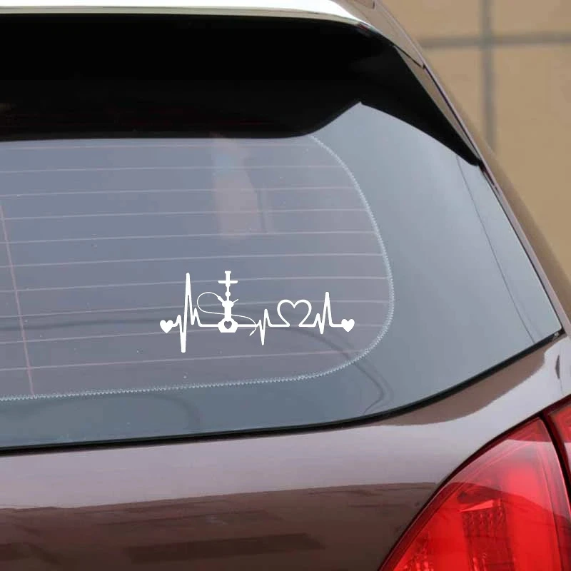 14.2 سنتيمتر * 6 سنتيمتر الشيشة ضربات القلب شريان الحياة ملصق الفينيل الأسود/الفضة سيارة ملصق سيارة التصميم ملصق