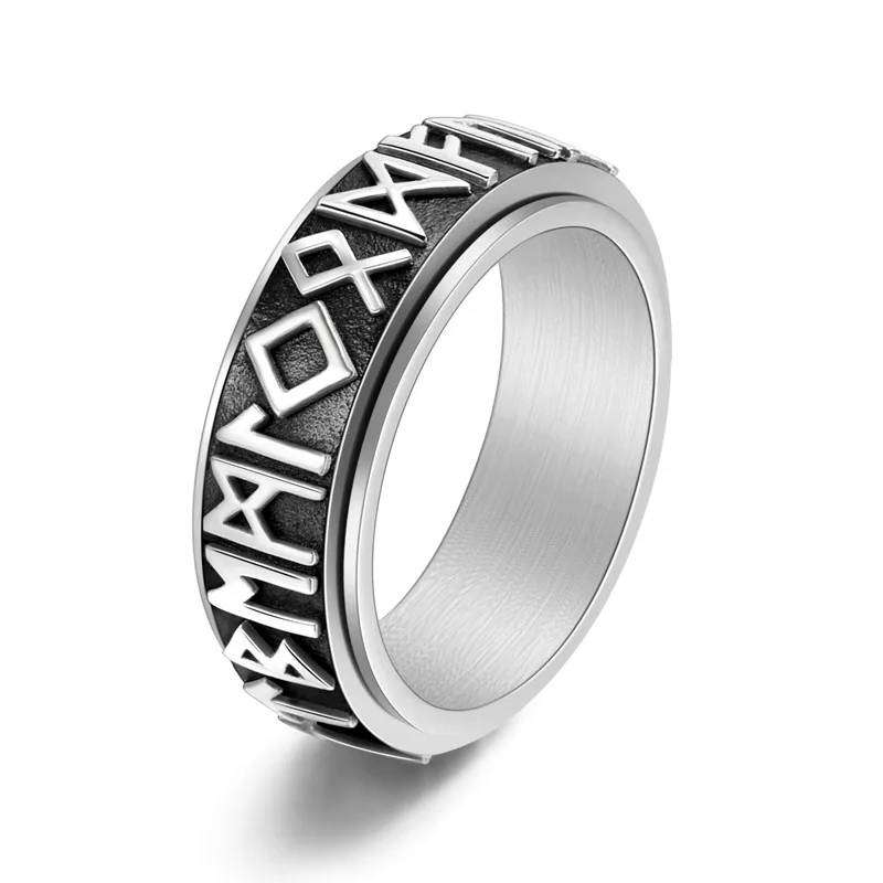 Viking Style Punk Gothic Titanium Stainless Steel Turn Viking Hollow out letters tattoo totem For Men Jewelry