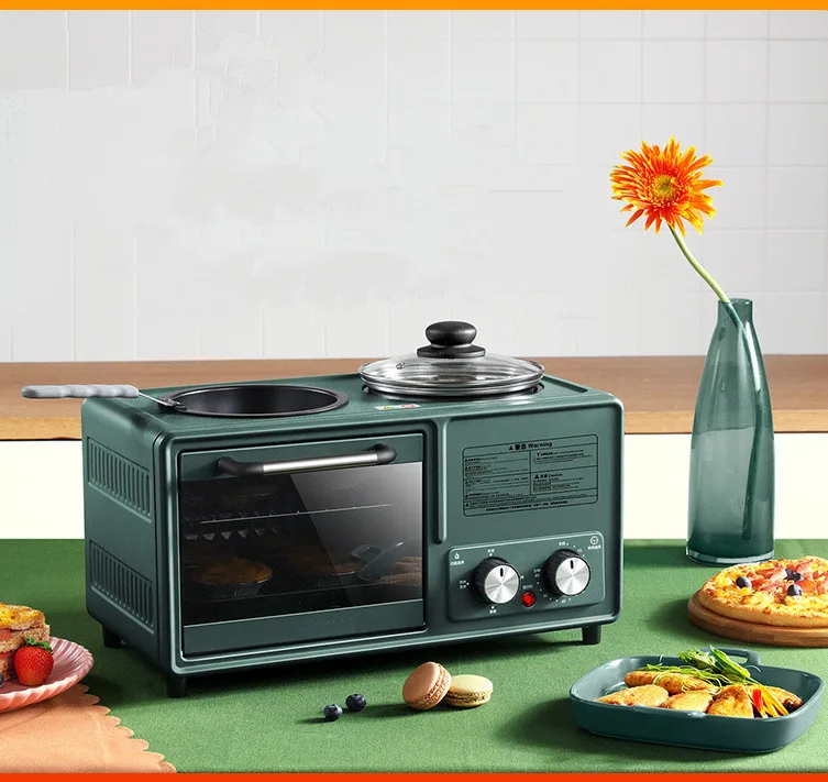 Nouveau Machine à petit déjeuner 3 en 1 4 en 1, four électrique multifonctionnel, Machine à pain, Pizza, gâteaux, grille-pain