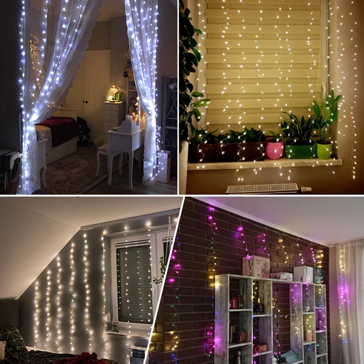 LED Curtain String Light Fairy Christmas USB Power Festoon Garland lamp with Remote Control Garden Wedding Bedroom Window Decor