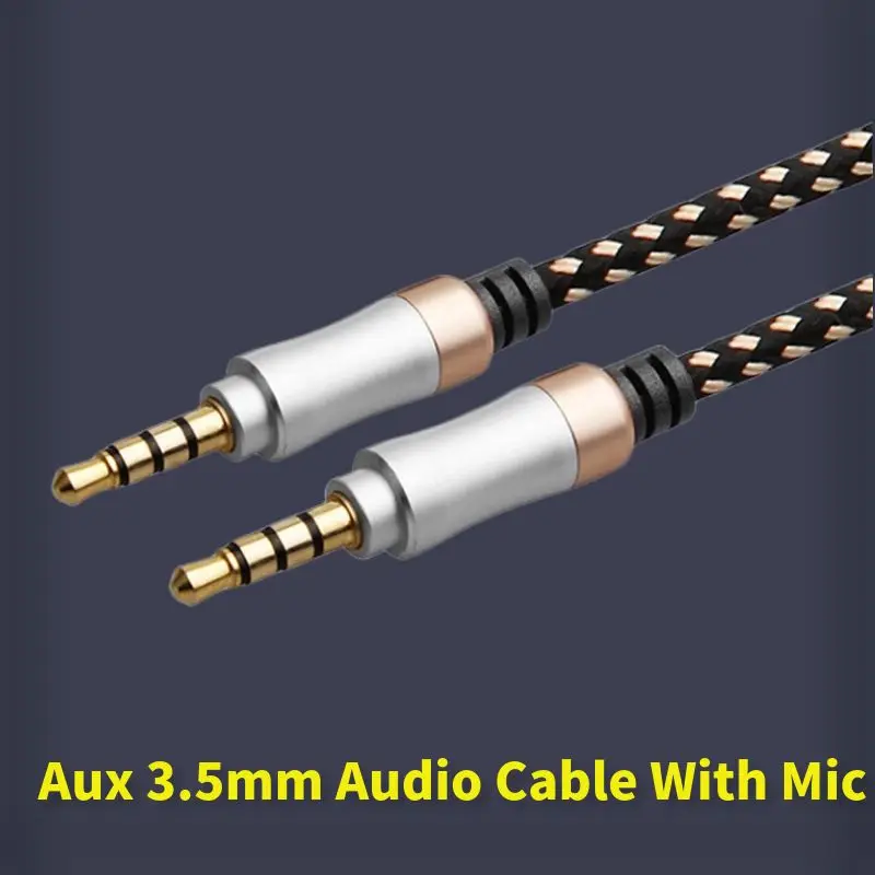 Câble Audio Jack 3 5 de 1.5m, Fil de Haut-Parleur Mâle à 4 Pôles, Tressé, pour Samsung, Téléphone de Sauna, Xiaomi, Voiture, HiFi, Électronique Grand Consommation, 3.5mm