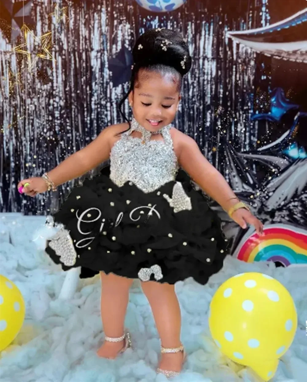 Custom Flower Girl Dress Wedding Gown Birthday Party Pageant Dress Sequin Halter Tulle Tutu Dress For Girls فساتين بنات