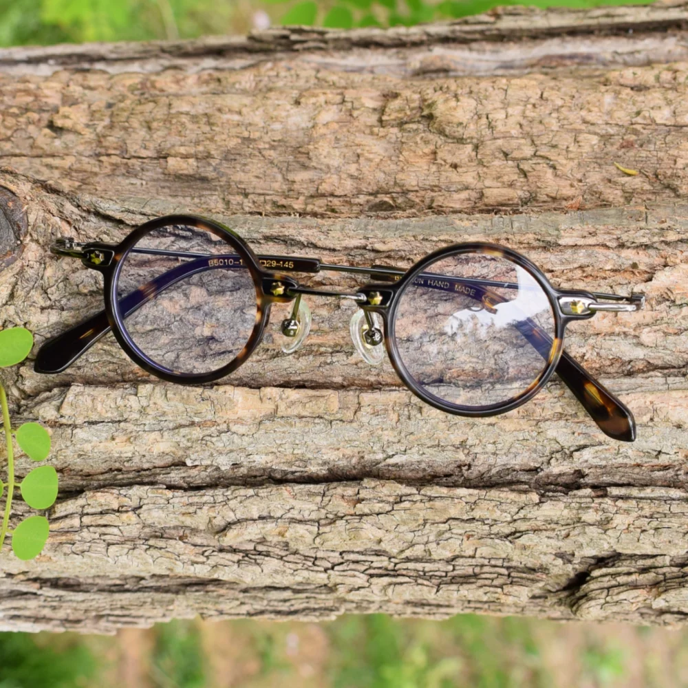 Fashion Retro Small Round 36mm Steampunk Eyeglasses Frames Acetate Vintage Tortoise Glasses Japan Hand Made Men Women