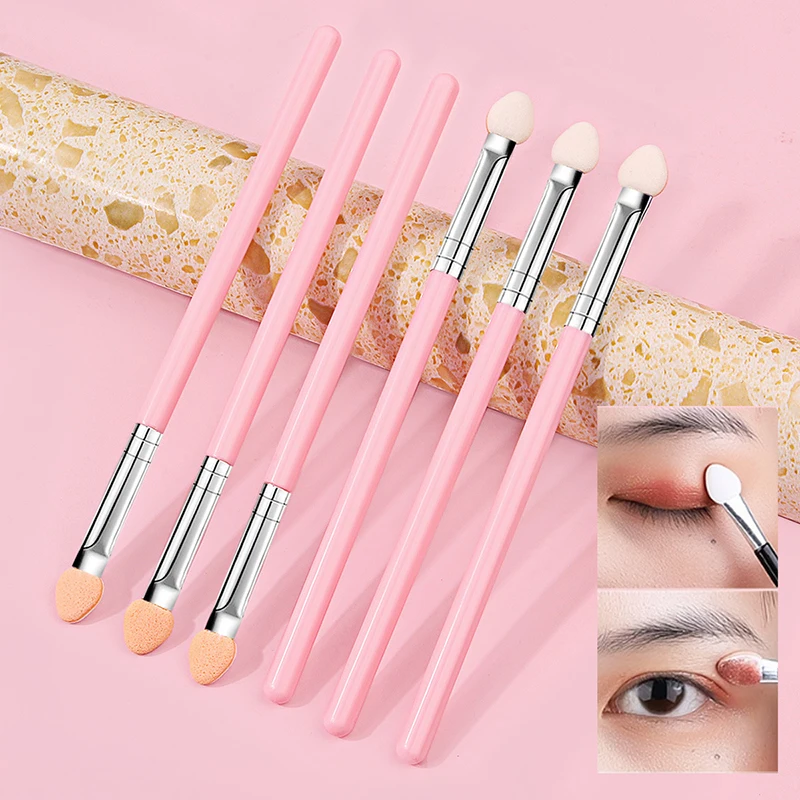 1/6Pcs Portable Eyebrow Sponge Makeup Sponge Brush Stick Eye Shadow Nose Shadow Lip Applicator Brush Cosmetic Beauty Makeup Tool