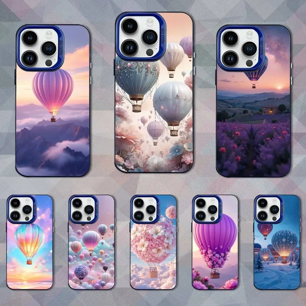 

Романтический чехол для телефона с воздушным шаром для iPhone 16,15,14,13,12,11, Mini, Pro, SE, XS, MAX, синий матовый силиконовый чехол