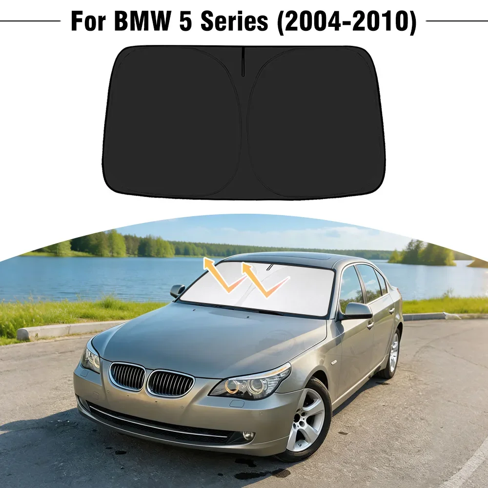 For BMW 5 Series 2004-2010 Windshield Sunshade Cover Front Window Sun Shade Foldable Visor UV Protection Car Accessories