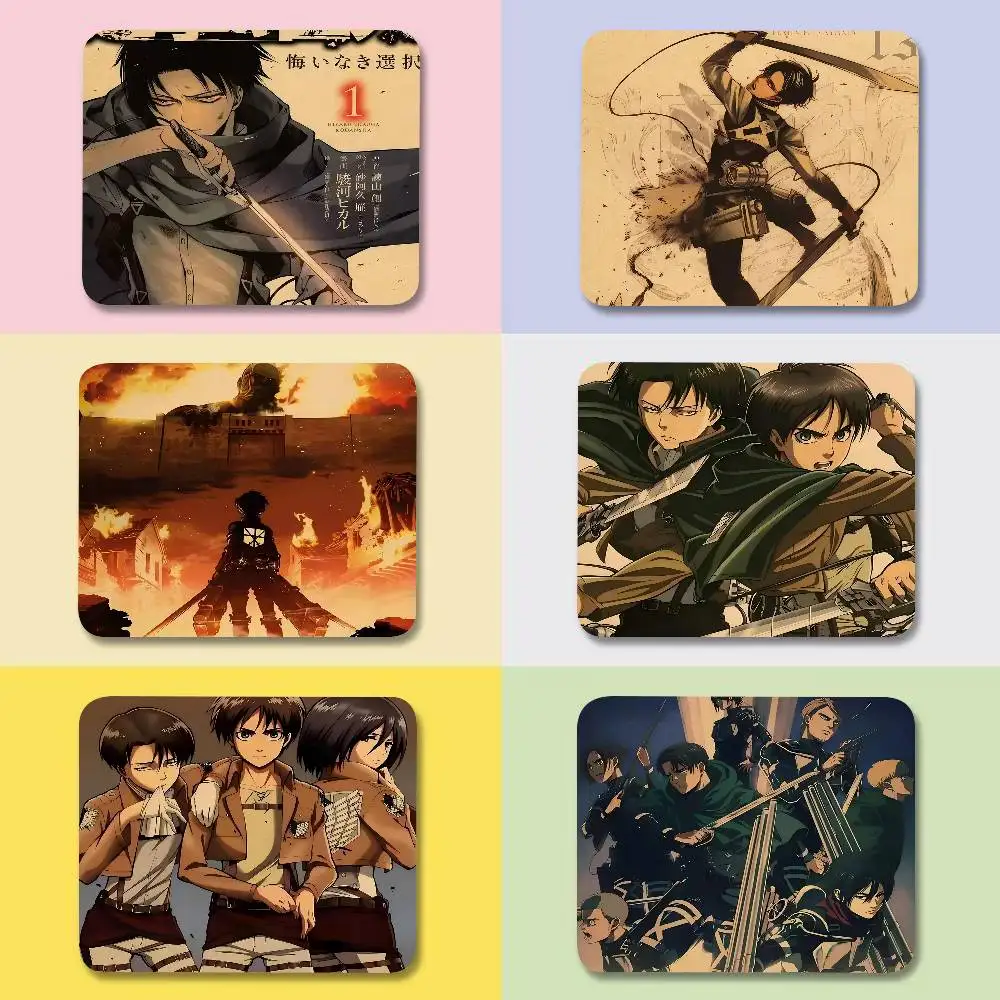Vintage Anime A-Attack On Titan Mauspad 25 x 29, kleine quadratische Computer-Büro-Spieltischmatten, rutschfeste Gummi-Mauspads