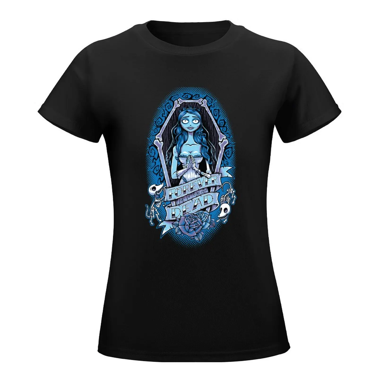 Forever Dead - Creepy Cute- Goth Bride T-Shirt Short sleeve tee summer clothes funny t shirts for Women